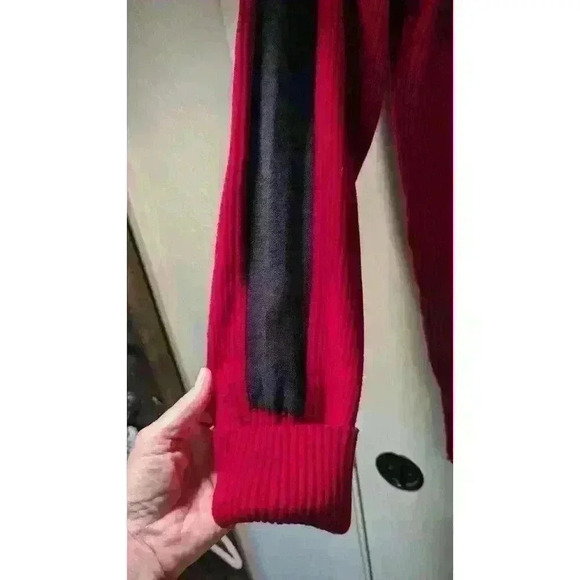 Style & Co. Women's 100% Cotton Size 3X Sporty Red & Black 1/4 Zip Sweater - Picture 7 of 11